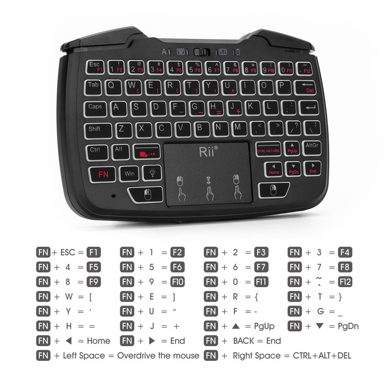 RK707 2.4GHz Wireless Game Controller Keyboard Mouse Combo with Touchpad - English - v1601703194/N40675181A_7