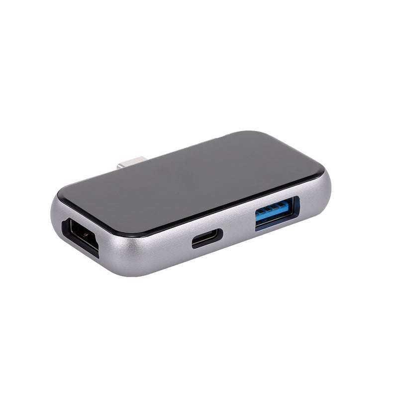 Generic - 3 In 1 Type-C Adapter HUB 4K HDMI USB 3.0 PD Charging Multi-Function Converter Plug & Play Black/Silver - Image 1