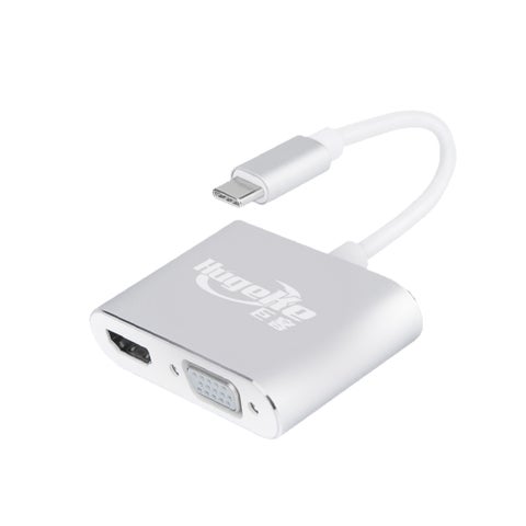 2-In-1 Expansion Hub USB C to HD/VGA Adapter 4K/1080P Converter Silver