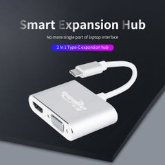 Generic 2-In-1 Expansion Hub USB C to HD/VGA Adapter 4K/1080P Converter Silver  - Image 4