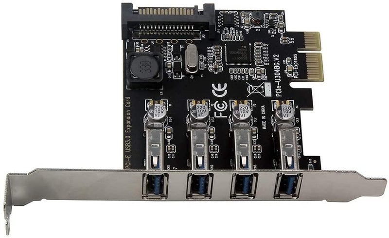 Generic Four Ports USB 3.0 Super Fast 5 Gbps PCI-E Expansion Card Black  - Image 1
