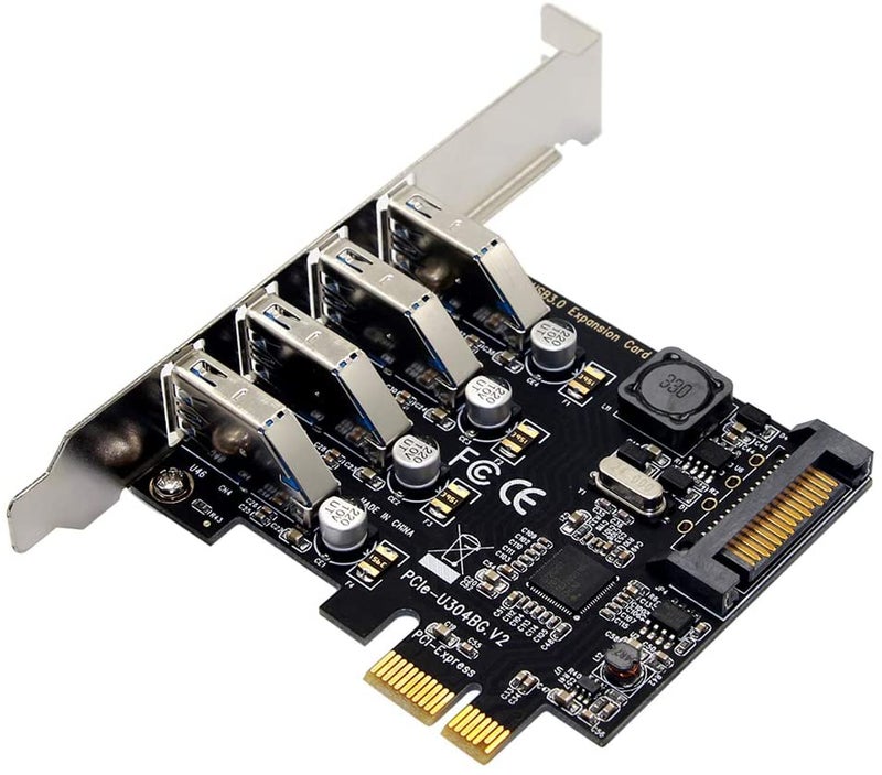 Generic Four Ports USB 3.0 Super Fast 5 Gbps PCI-E Expansion Card Black  - Image 2