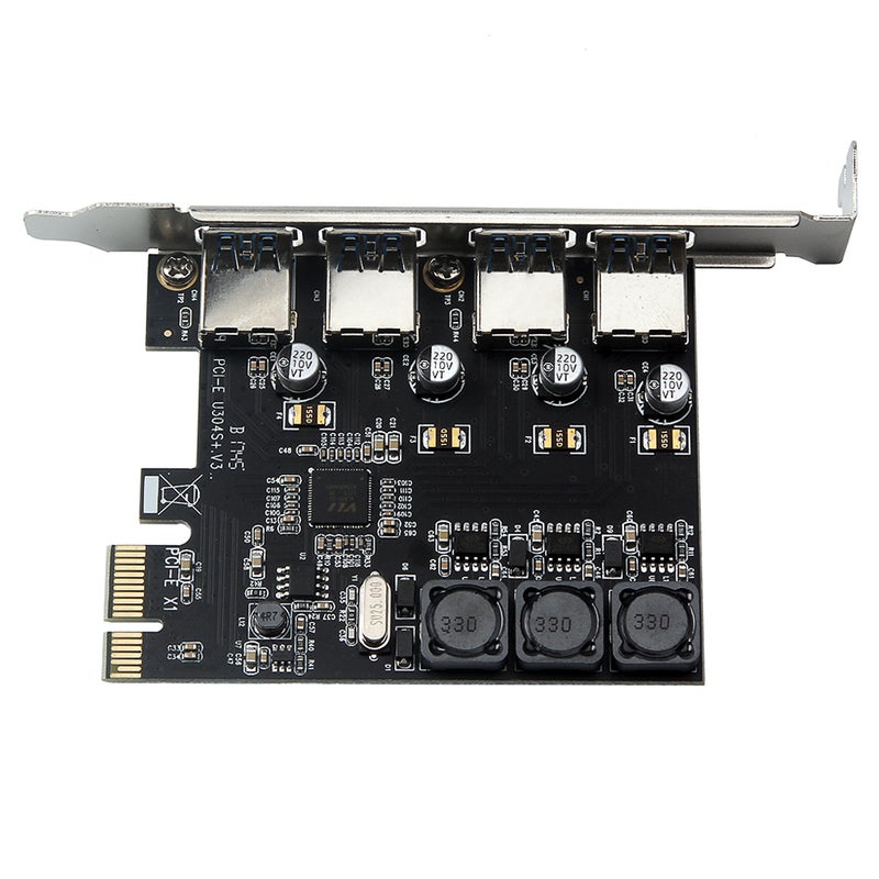 Generic Four Ports USB 3.0 Super Fast 5 Gbps PCI-E Expansion Card Black  - Image 3