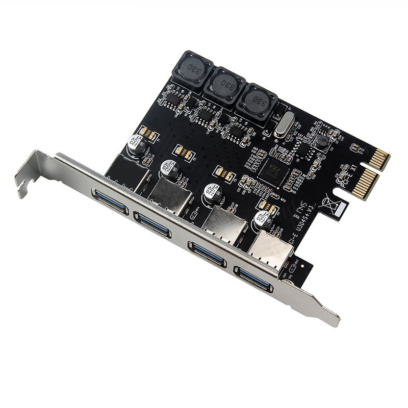 Generic Four Ports USB 3.0 Super Fast 5 Gbps PCI-E Expansion Card Black  - Image 2