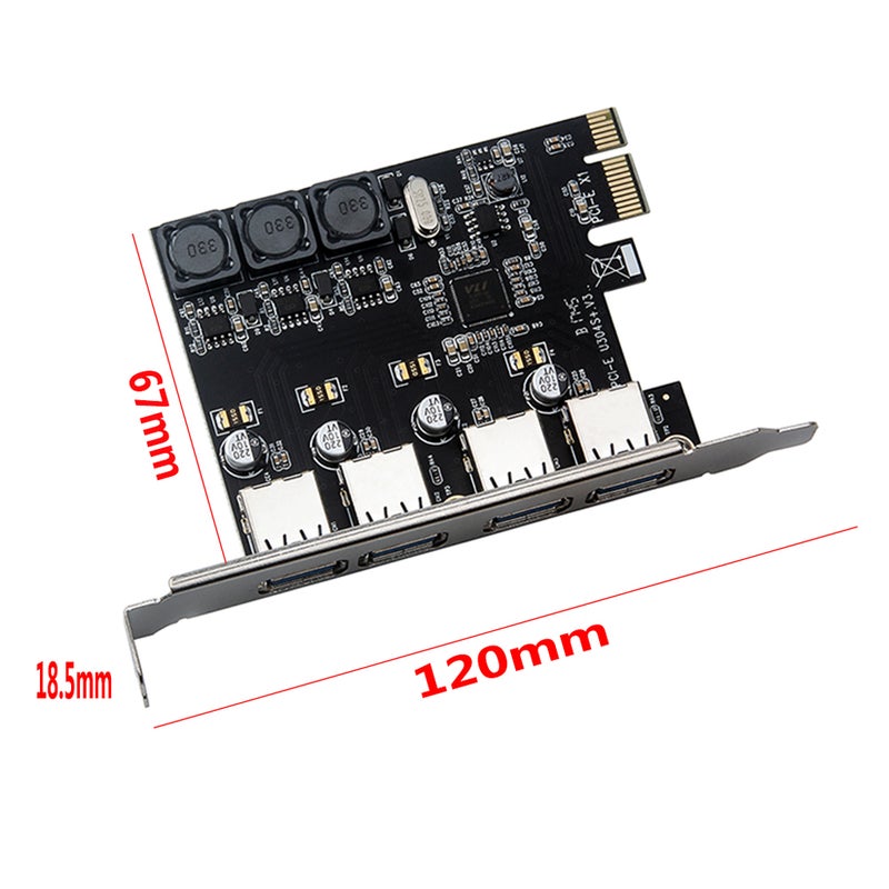 Generic Four Ports USB 3.0 Super Fast 5 Gbps PCI-E Expansion Card Black  - Image 4