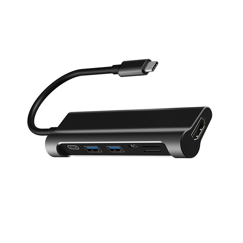 مُوزع بمنفذ type-C بمداخل USB - SD - TF أسود - Image 4