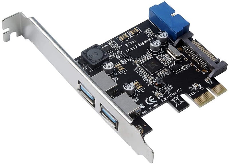 PCI-E To USB 3.0 Expansion Card For Desktop PC 12 x 7.5cm Black/Silver