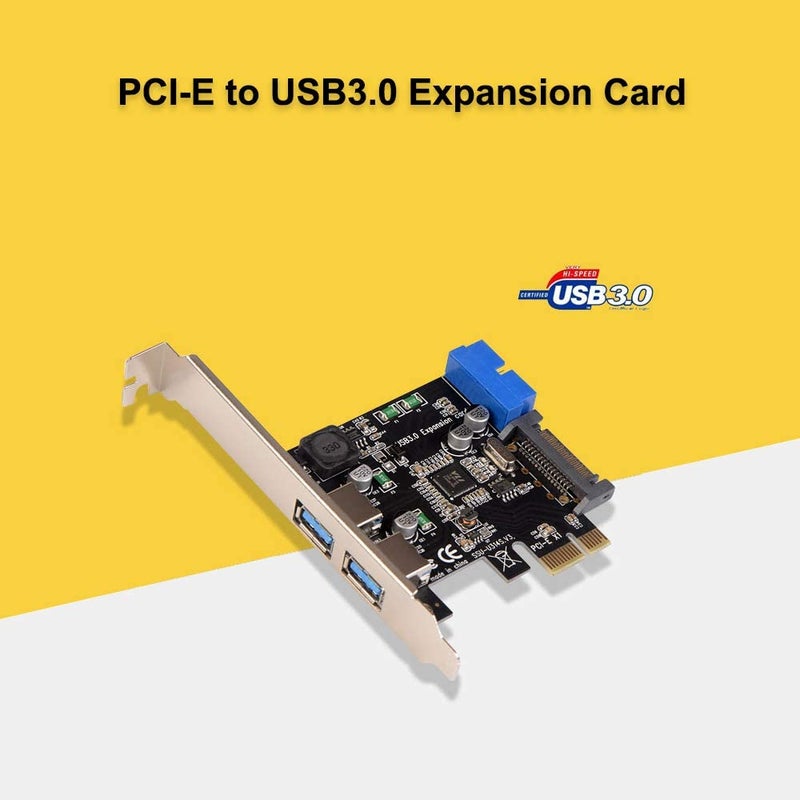 PCI-E To USB 3.0 Expansion Card For Desktop PC 12 x 7.5cm Black/Silver