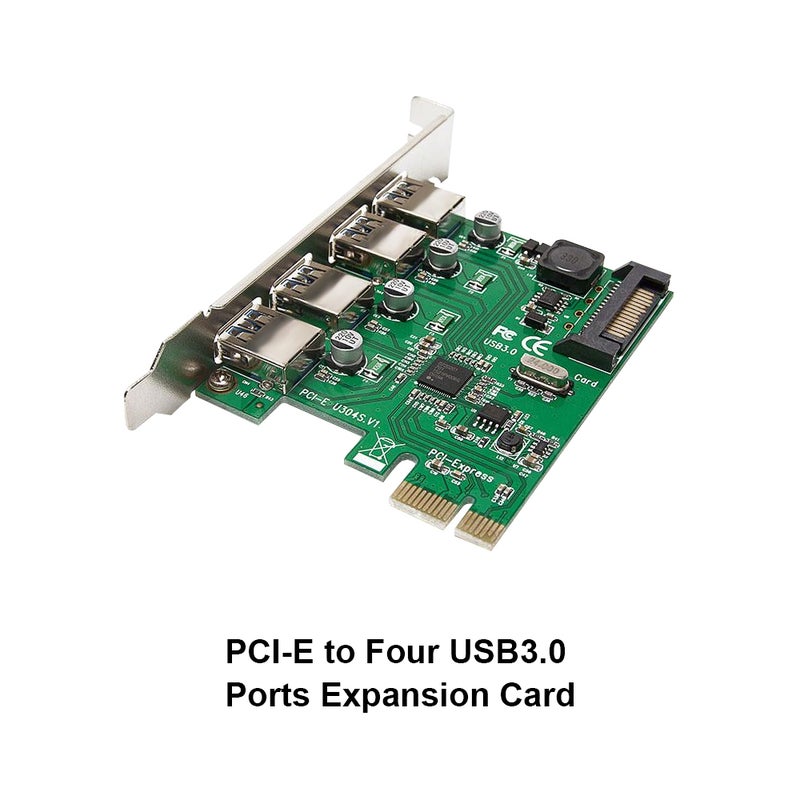 Generic 15 Pin PCI-E To Four USB 3.0 Ports Expansion Card For Desktop PC Green/Silver  - Image 4