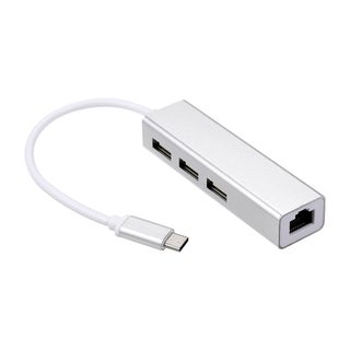 USB-C 3 Port Hub Fast Ethernet Adapter RJ45 Network Card For Macbook Silver - v1601703262/N40670296A_1