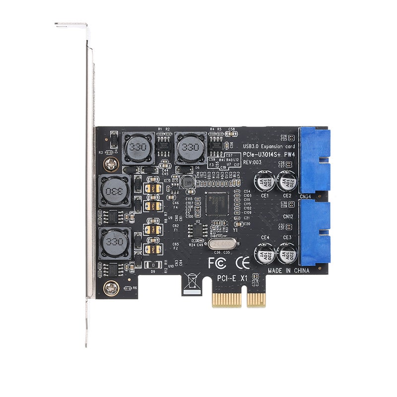 Generic 4 Ports PCI-E USB 3.0 Express Dual Expansion Card Black/Grey/Blue  - Image 1