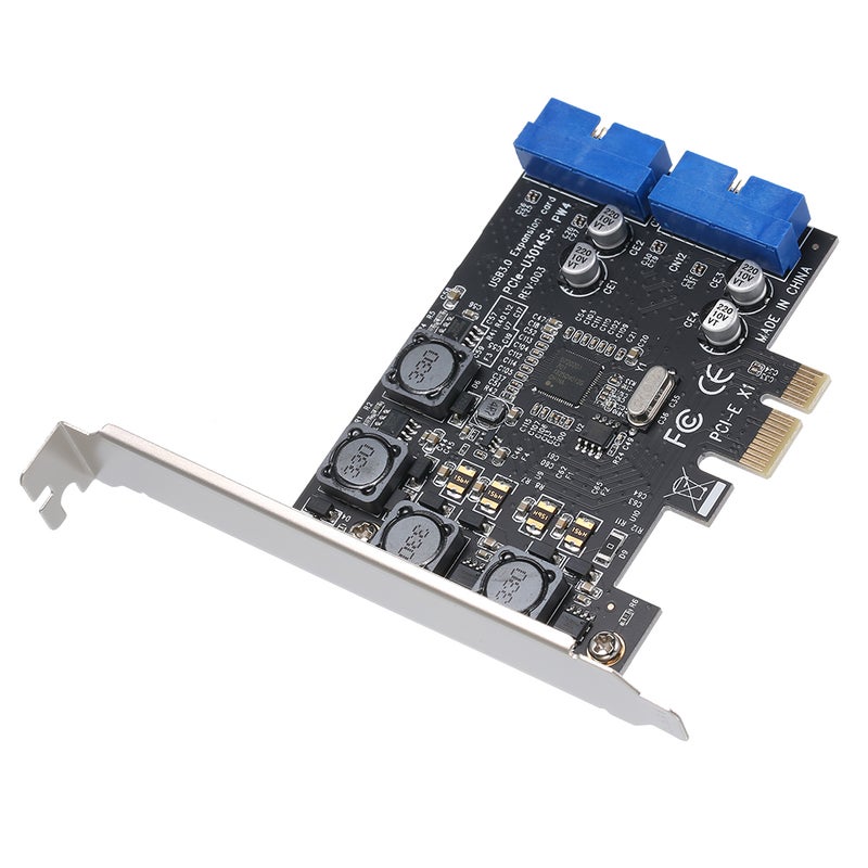 Generic 4 Ports PCI-E USB 3.0 Express Dual Expansion Card Black/Grey/Blue  - Image 2