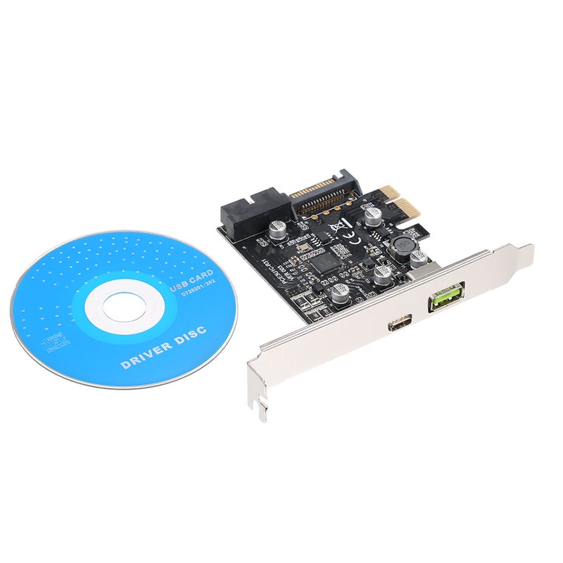 Generic - 19 Pin PCI-E To USB 3.1 Type-C Expansion Card Black/Silver - Image 1