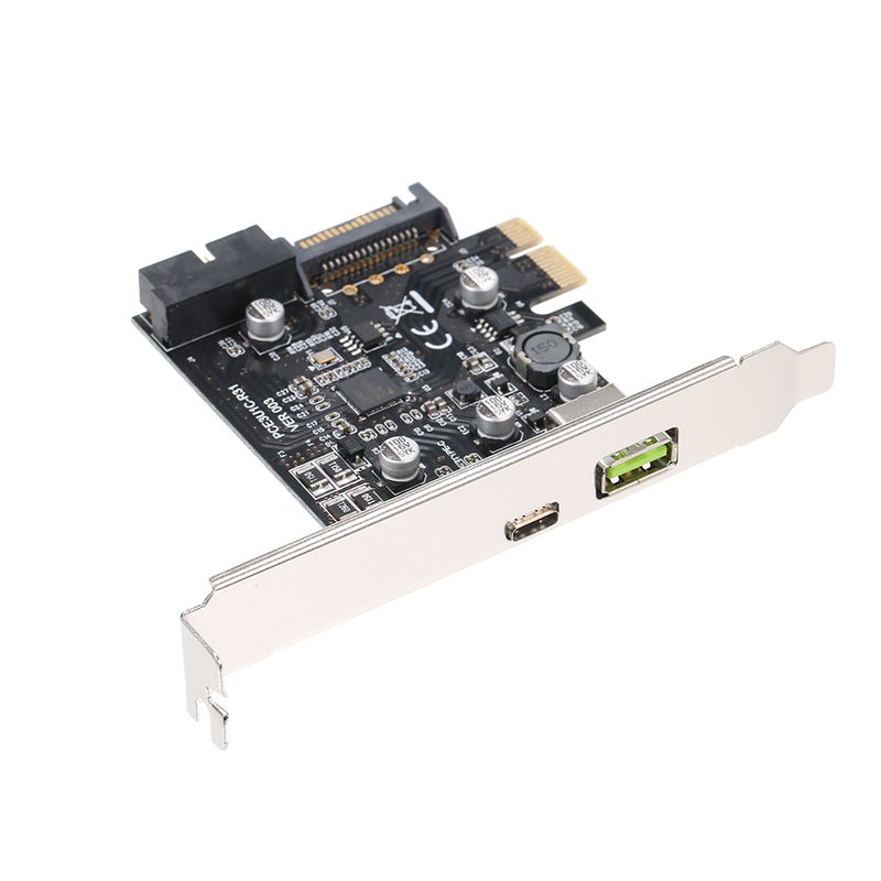 Generic - 19 Pin PCI-E To USB 3.1 Type-C Expansion Card Black/Silver - Image 1