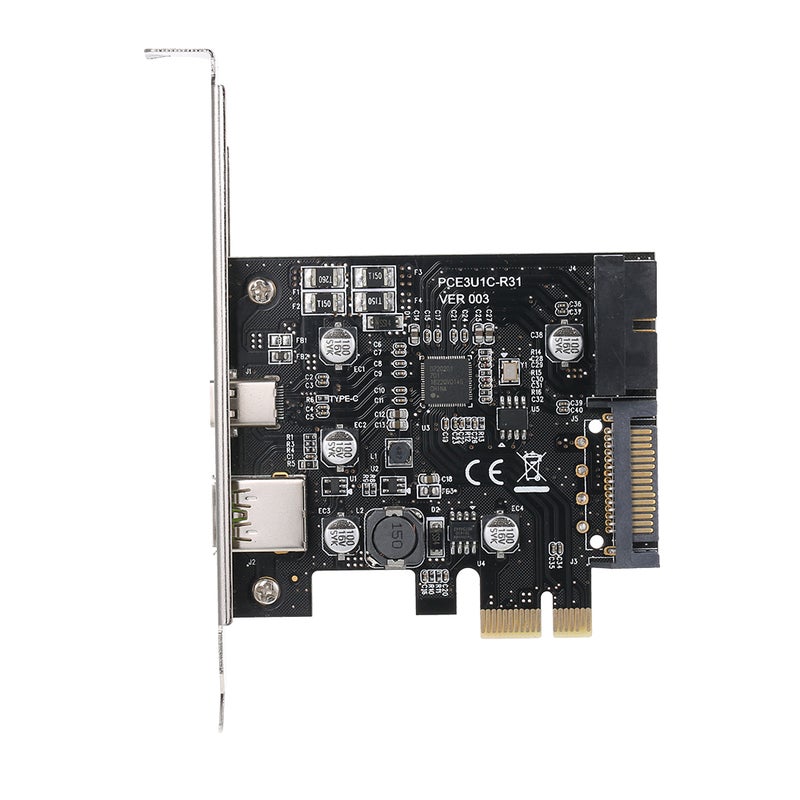 Generic - 19 Pin PCI-E To USB 3.1 Type-C Expansion Card Black/Silver - Image 1