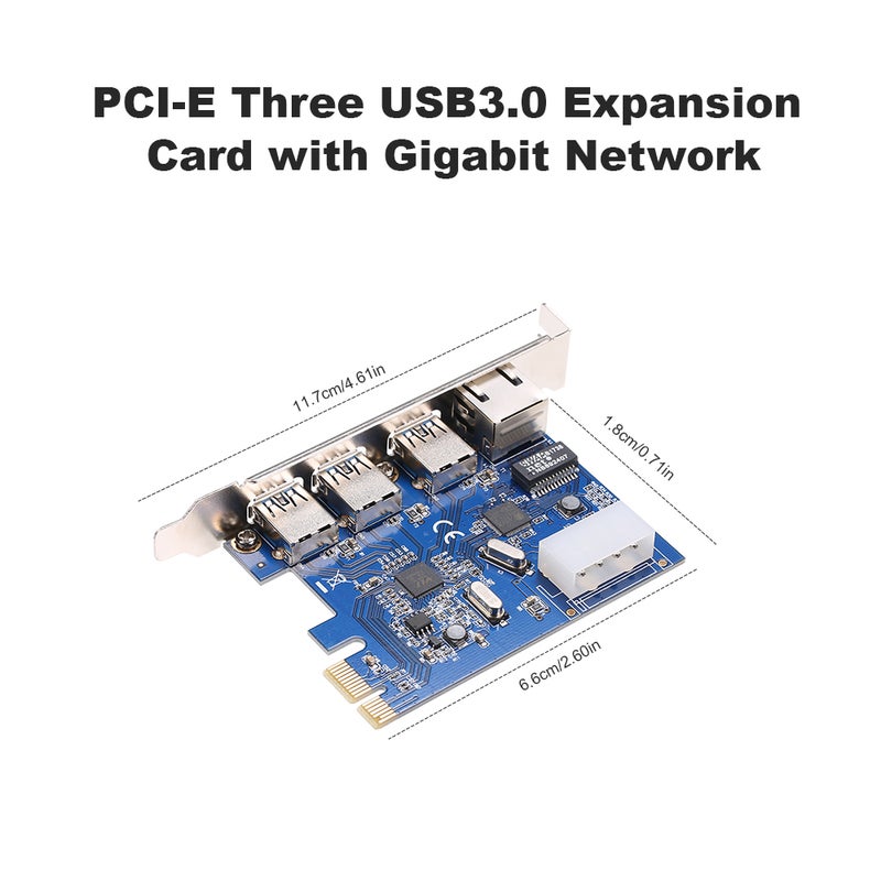 Generic 4 Pin PCI-E To USB 3.0 Expansion Card Blue/Silver  - Image 3