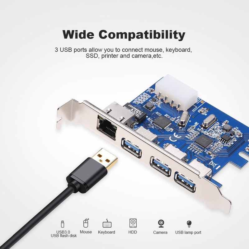Generic 4 Pin PCI-E To USB 3.0 Expansion Card Blue/Silver  - Image 4