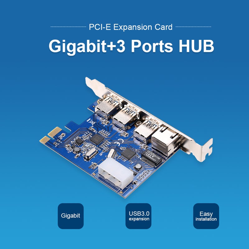 Generic 4 Pin PCI-E To USB 3.0 Expansion Card Blue/Silver  - Image 5
