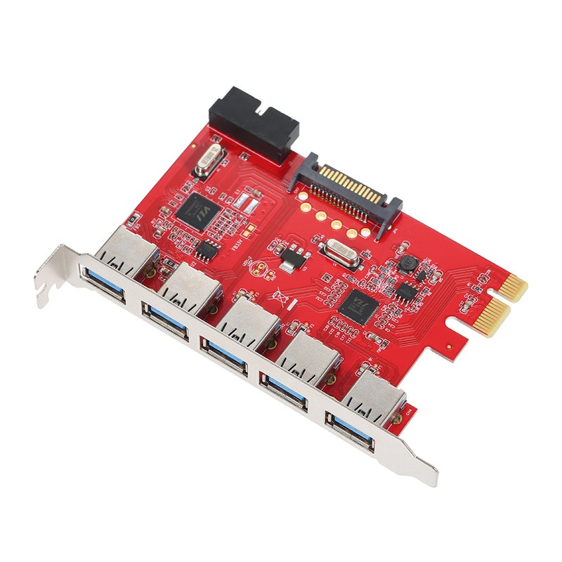 PCI-E To USB 3.0 5 Ports Express Expansion Card Red/Black/Silver - v1601703281/N40670302A_1