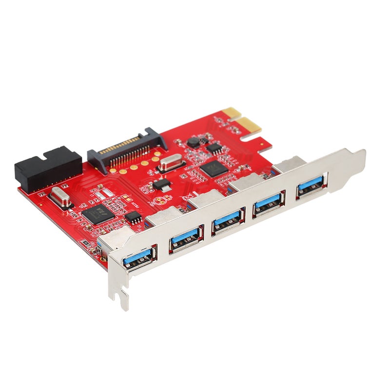 PCI-E To USB 3.0 5 Ports Express Expansion Card Red/Black/Silver - v1601703282/N40670302A_3