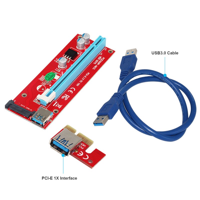 Generic - 1X to 16X PCI Express Adapter For Bitcoin Mining Miner Machine Red - Image 1