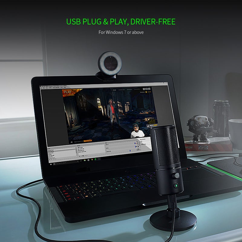 Razer Kiyo 1080P Desktop Streaming Webcam With Multi-Step Ring Light Lamp Black  - Image 4
