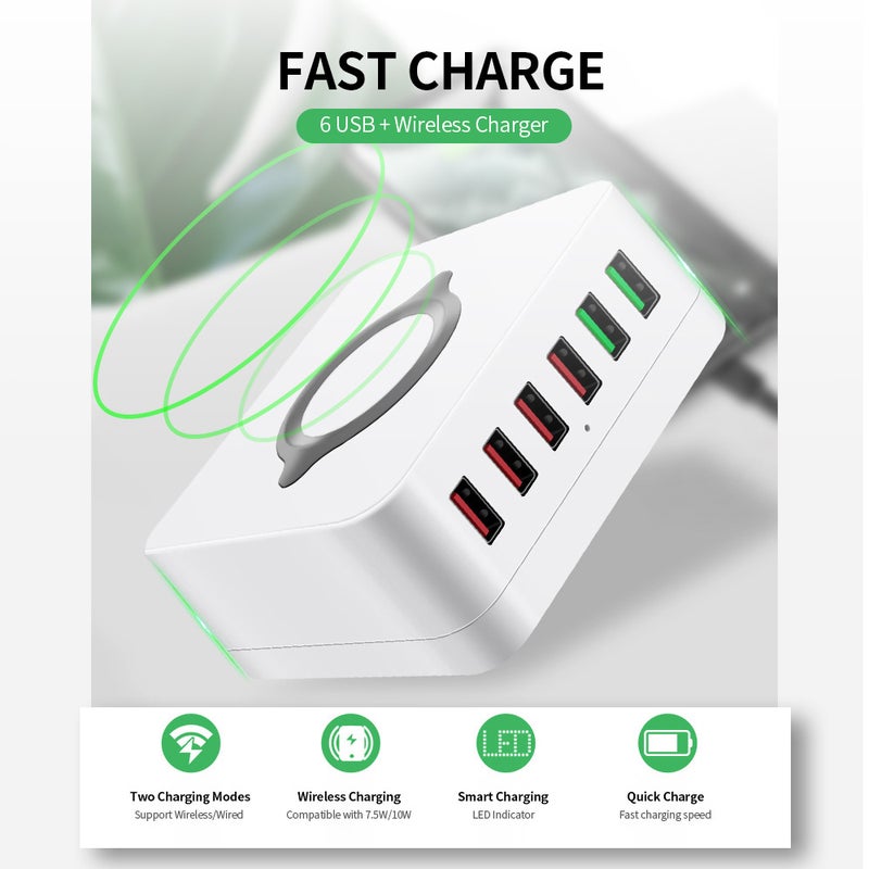 Generic - 6-Port Charging Dock Station White - Image 1