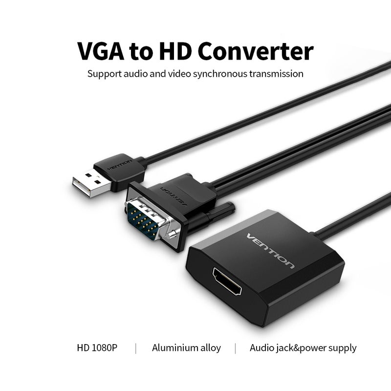 فينشن محول من منفذ VGA إلى HD أسود  - Image 3