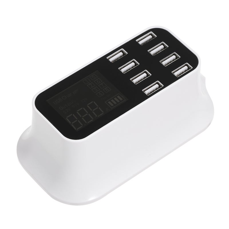 قاعدة موزع محطة شحن بعدد 8 منافذ USB أبيض/ أسود - Image 1