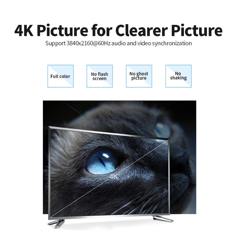 فينشن كابل من ذكر إلى ذكر بدقة عالية الوضوح 4K أسود  - Image 4