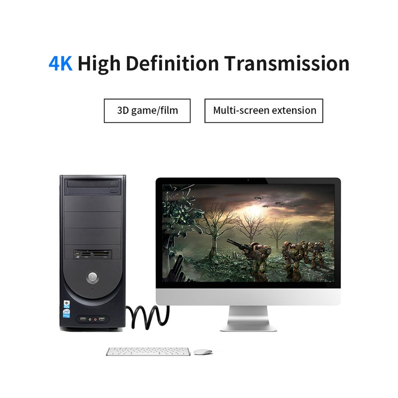 فينشن كابل من ذكر إلى ذكر بدقة عالية الوضوح 4K أسود  - Image 5