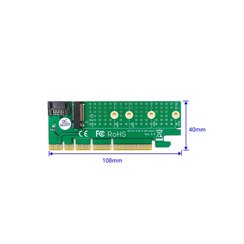 ماركة غير محددة بطاقة محول من M.2 إلى SATA PCI-E Key B SSD أخضر  - Image 4