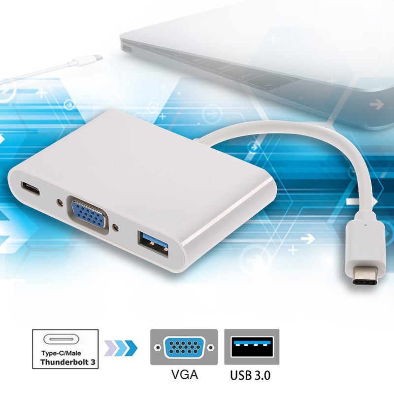 محوّل موزع عالي السرعة بمنفذ USB-C USB 3.1 Type-C أبيض - Image 3