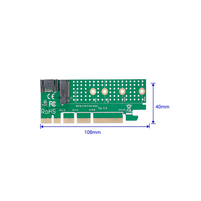 ماركة غير محددة بطاقة محول NGFF M.2 B Key من SATA-BUS SSD إلى SATA3 مع دعم كابل SATA للمشتت الحراري أخضر  - Image 5