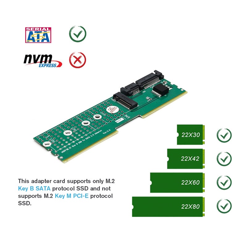Generic - M.2 NGFF B-Key SSD To SATA Adapter Green - Image 1
