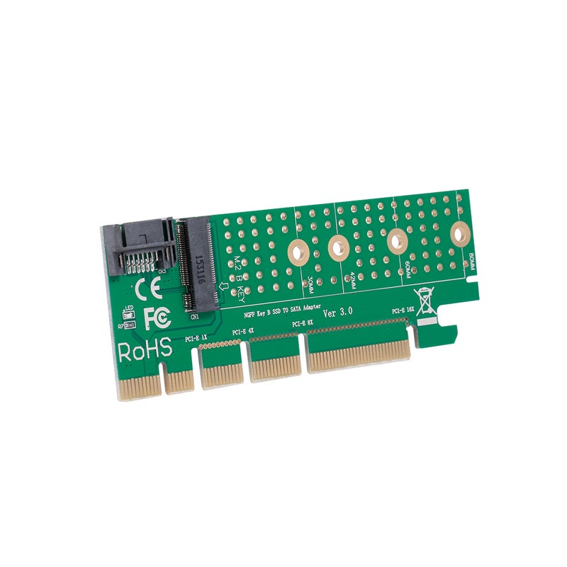 بطاقة محول NGFF M.2 B Key من SATA-BUS SSD إلى SATA3 مع دعم كابل SATA للمشتت الحراري أخضر
