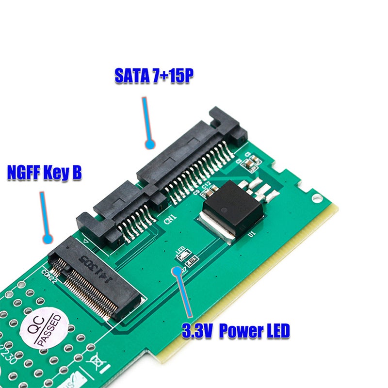 Generic - M.2 NGFF B-Key SSD To SATA Adapter Green - Image 1