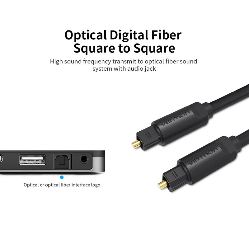 فينشن كابل تمديد صوتي ستيريو رقمي مصنوع من الألياف الضوئية يعمل بتقنية هاي فاي ومع أنظمة المسرح الرقمي مناسب لأجهزة DVD والمسرح المنزلي أسود - Image 3