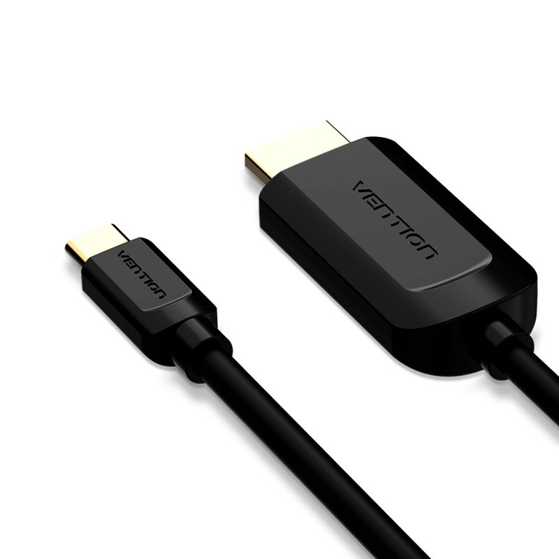 VENTION Type-C To HDMI And USB-C Video Adapter Cable For Macbook TV Projector Black - Image 2
