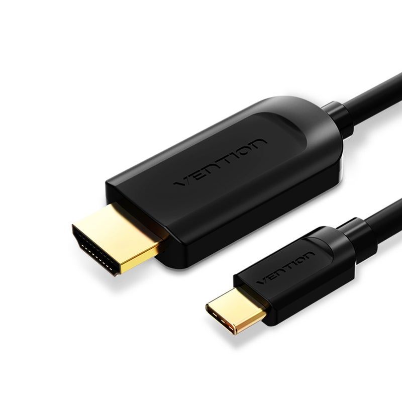 VENTION Type-C To HDMI And USB-C Video Adapter Cable For Macbook TV Projector Black - Image 3