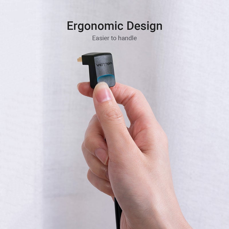 فينشن كابل AAQBI بمنفذ HDMI 2.0 وبزاوية 270 درجة وبدقة 4K وكابل ثلاثي الأبعاد بزاوية قائمة أسود - Image 2