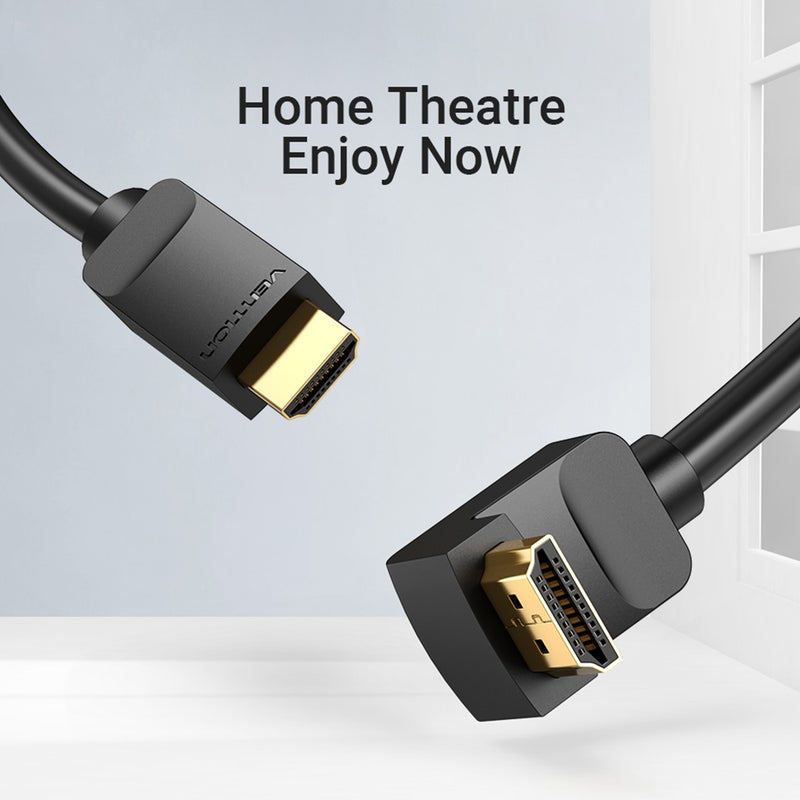 فينشن كابل AAQBI بمنفذ HDMI 2.0 وبزاوية 270 درجة وبدقة 4K وكابل ثلاثي الأبعاد بزاوية قائمة أسود - Image 4