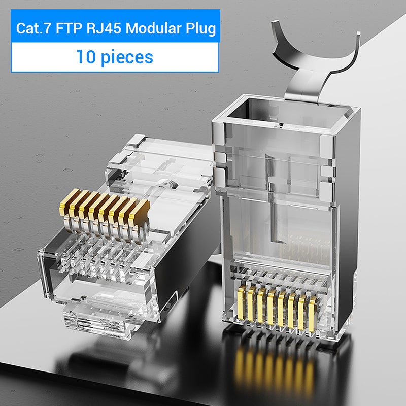 VENTION 10-Piece CAT 7 FTP RJ45 Modular Plug Silver - Image 2