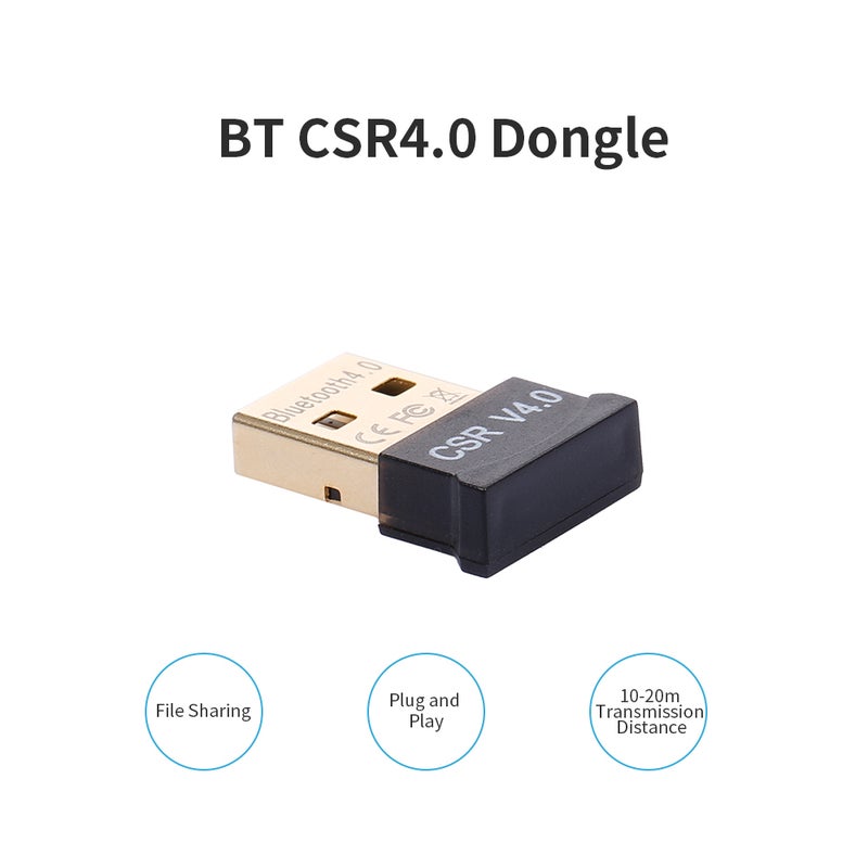 Generic - CSR4.0 USB Bluetooth Dongle Audio Receiver Transmitter Black - Image 1
