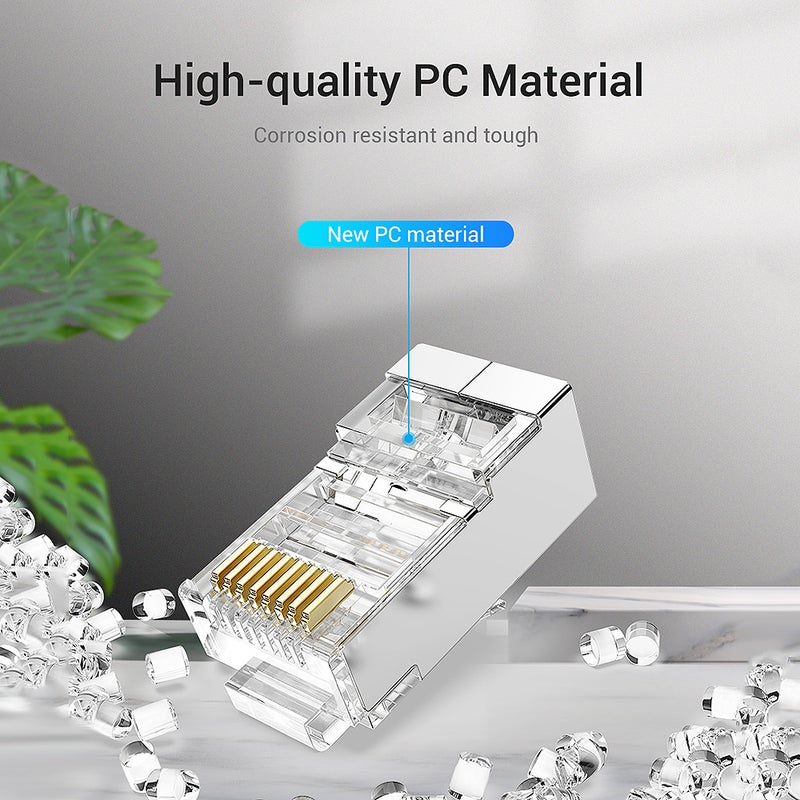 VENTION 50-Piece CAT 7 RJ45 Network Connector Modular Plug Silver - Image 5