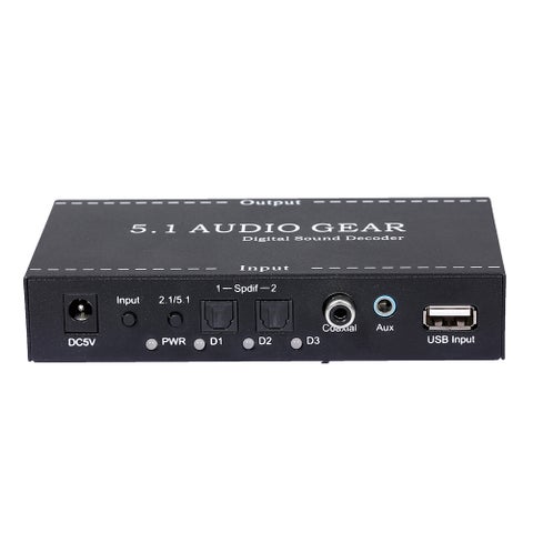 5.1 Audio Gear Digital Sound Decoder 3.5mm Audio Converter Output Support EU Plug Black
