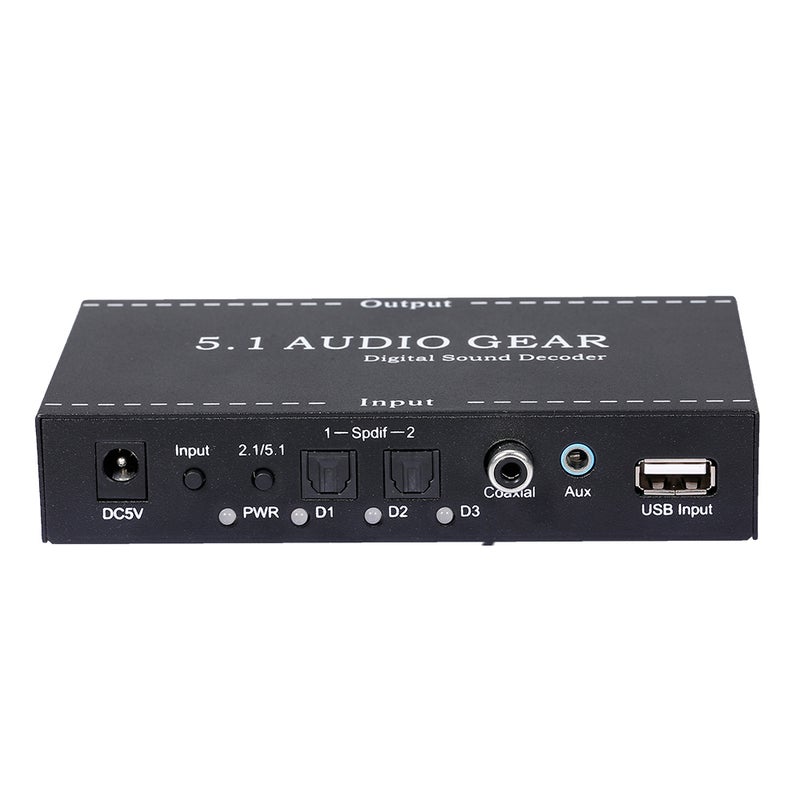 Generic - 5.1 Audio Gear Digital Sound Decoder 3.5mm Audio Converter Output Support EU Plug Black - Image 1