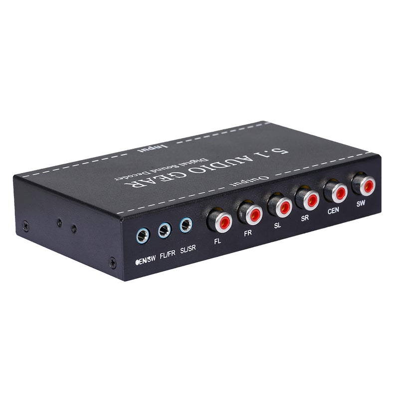 Generic - 5.1 Audio Gear Digital Sound Decoder 3.5mm Audio Converter Output Support EU Plug Black - Image 1