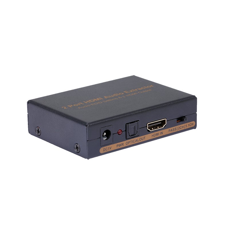 NK-912 2 Port HDMI Splitter Video 2 HDMI Audio Extractor Switcher Output UK Plug Black