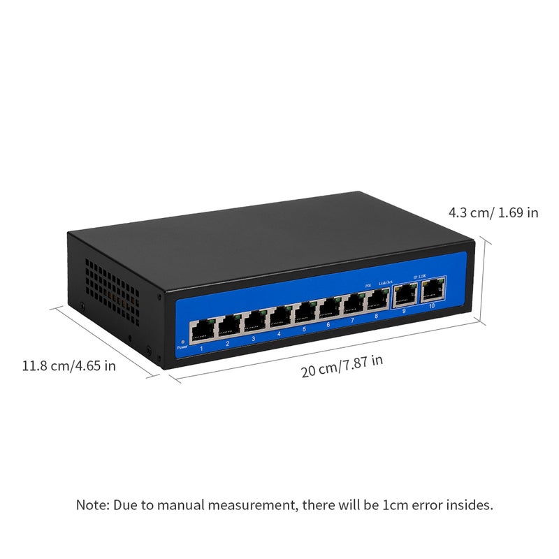 20Gbps 2 Uplink 8 Ethernet Port For IP Camera Wireless AP UK Plug Black - Image 2